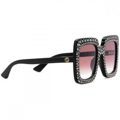 Gucci - Square Acetate Sunglasses with Crystals - Black - Gucci Eyewear - Avvenice