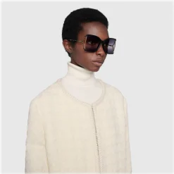 Gucci - Square Frame Acetate and Metal Sunglasses - Black - Gucci Eyewear - Avvenice