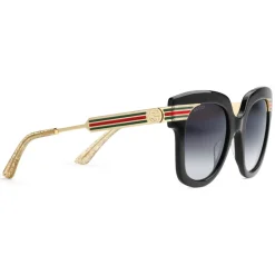 Gucci - Square Frame Acetate Sunglasses - Black Acetate and Gold - Gucci Eyewear - Avvenice