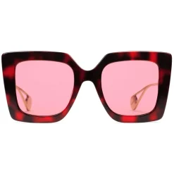 Gucci - Square Frame Sunglasses - Red and Black Tortoiseshell - Gucci Eyewear - Avvenice