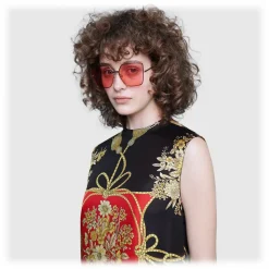 Gucci - Square Frame Sunglasses - Pink - Gucci Eyewear - Avvenice