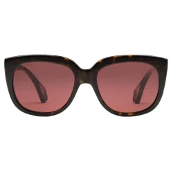 Gucci - Square Frame Sunglasses with Blinkers - Dark Tortoiseshell Acetate - Gucci Eyewear - Avvenice