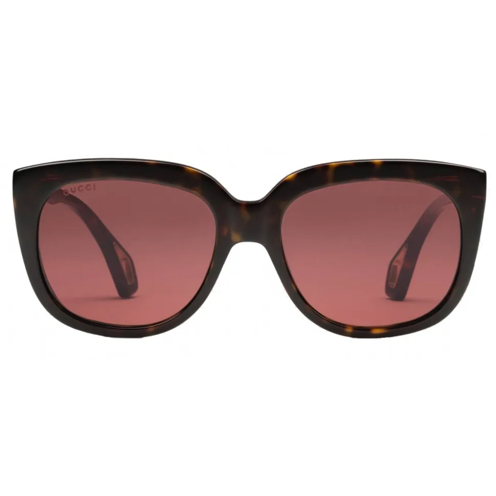 Gucci - Square Frame Sunglasses with Blinkers - Dark Tortoiseshell Acetate - Gucci Eyewear - Avvenice