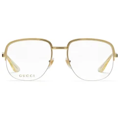 Gucci - Square Metal Sunglasses - Gold - Gucci Eyewear - Avvenice