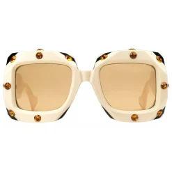 Gucci - Square Oversize Sunglasses with Swarovski Crystals - White - Gucci Eyewear - Avvenice