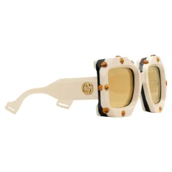 Gucci - Square Oversize Sunglasses with Swarovski Crystals - White - Gucci Eyewear - Avvenice