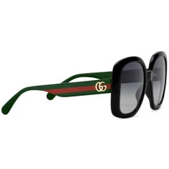 Gucci - Square Sunglasses with Web - Black - Gucci Eyewear - Avvenice