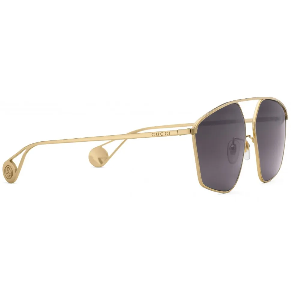 Gucci - Square Sunglasses with Optimal Fit - Gold Metal Frame - Gucci Eyewear - Avvenice