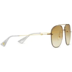 Gucci - Squared Metal Sunglasses - Gold with Pink and White Toe - Gucci Eyewear - Avvenice