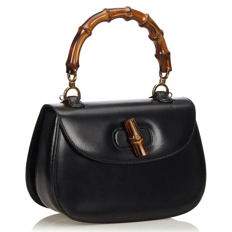 Gucci Vintage - Bamboo Leather Bag - Black - Leather Handbag - Luxury High Quality - Avvenice