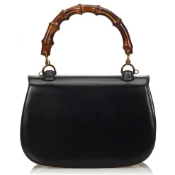 Gucci Vintage - Bamboo Leather Bag - Black - Leather Handbag - Luxury High Quality - Avvenice