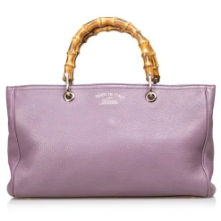 Gucci Vintage - Bamboo Leather Shopper Bag - Purple - Leather Handbag - Luxury High Quality - Avvenice