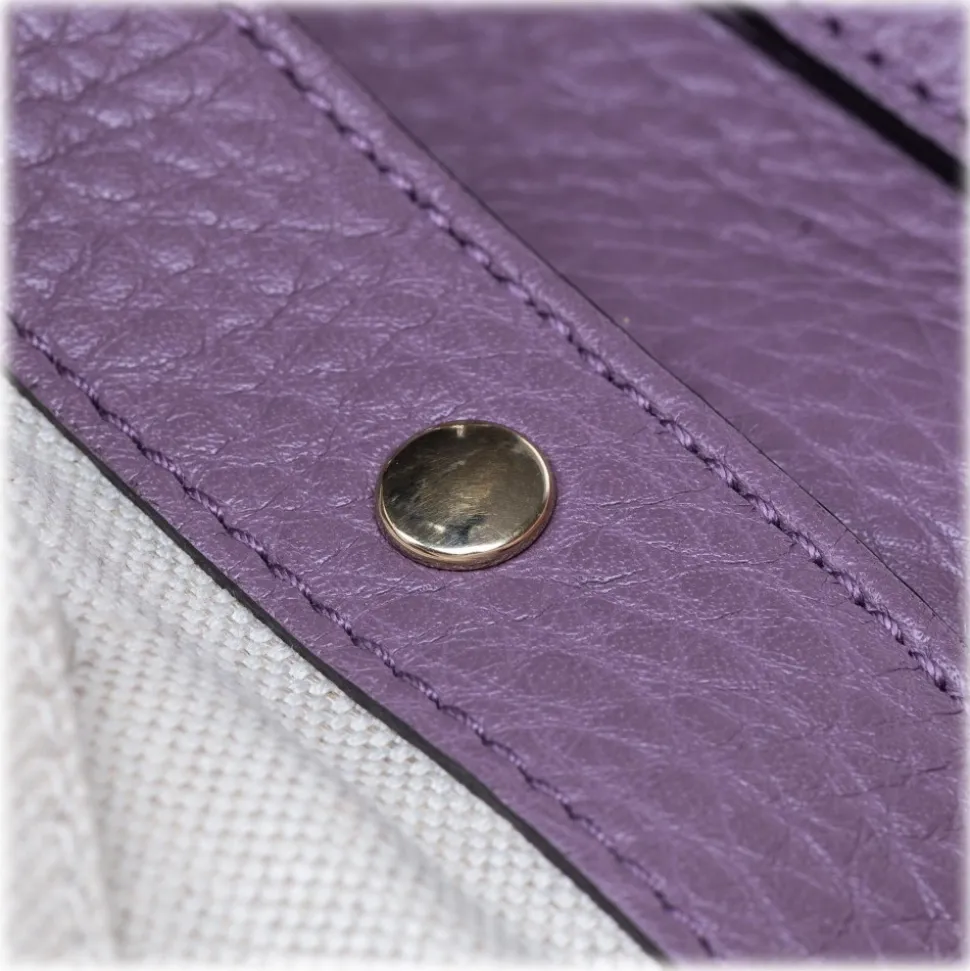 Gucci Vintage - Bamboo Leather Shopper Bag - Purple - Leather Handbag - Luxury High Quality - Avvenice