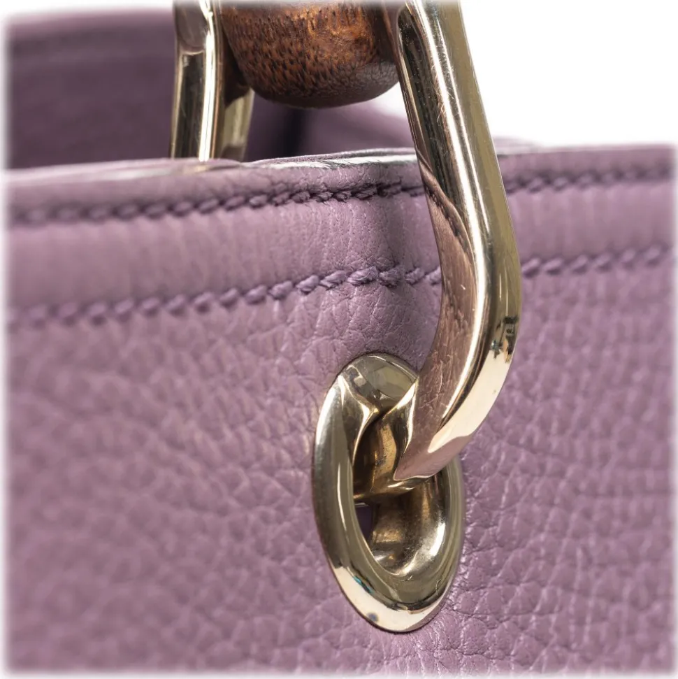 Gucci Vintage - Bamboo Leather Shopper Bag - Purple - Leather Handbag - Luxury High Quality - Avvenice