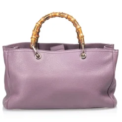 Gucci Vintage - Bamboo Leather Shopper Bag - Purple - Leather Handbag - Luxury High Quality - Avvenice