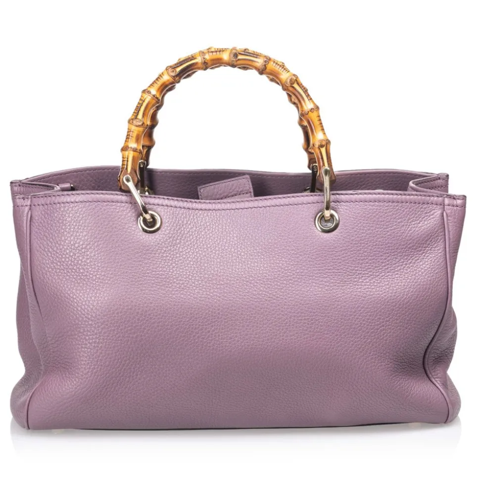 Gucci Vintage - Bamboo Leather Shopper Bag - Purple - Leather Handbag - Luxury High Quality - Avvenice