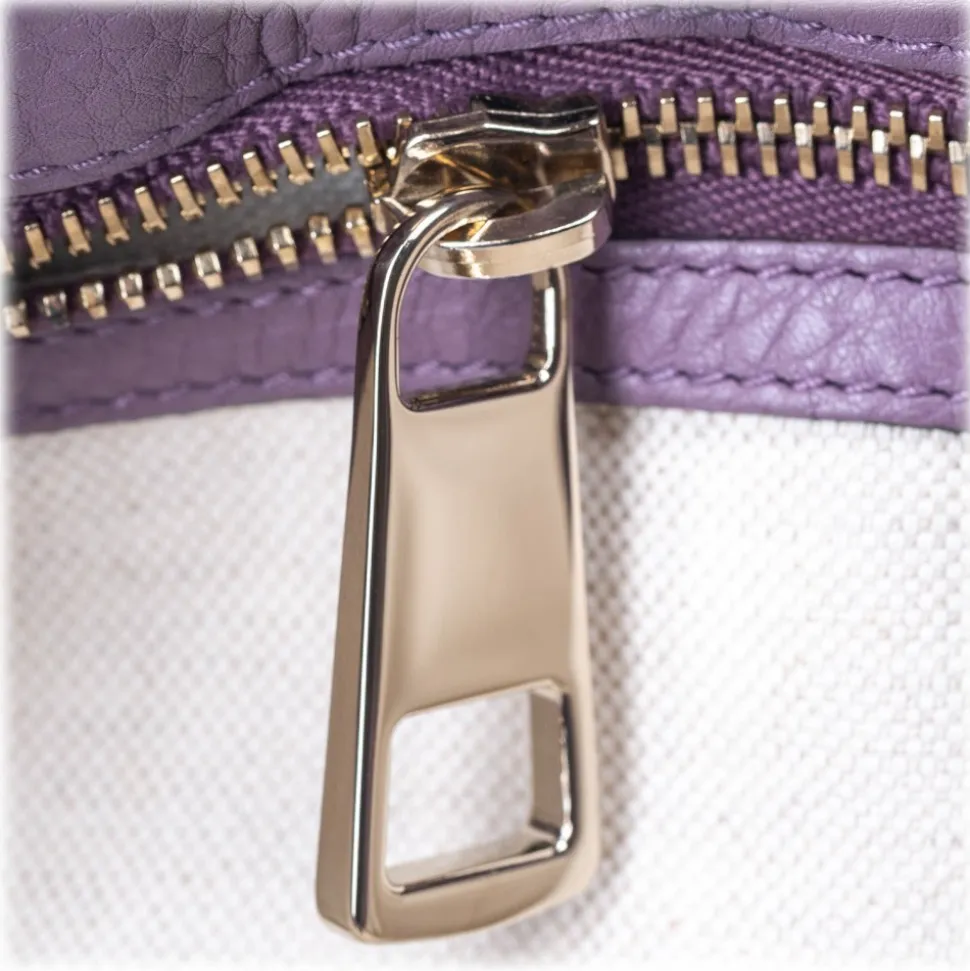 Gucci Vintage - Bamboo Leather Shopper Bag - Purple - Leather Handbag - Luxury High Quality - Avvenice