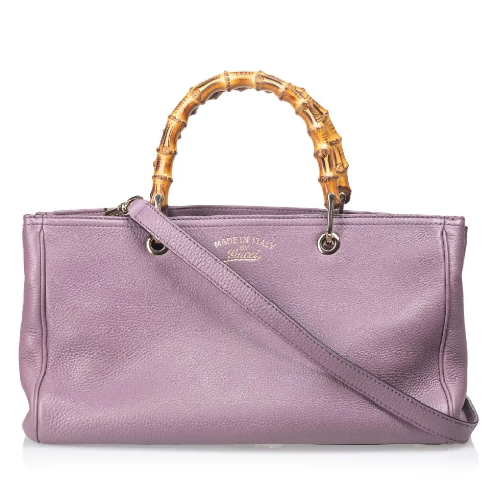 Gucci Vintage - Bamboo Leather Shopper Bag - Purple - Leather Handbag - Luxury High Quality - Avvenice