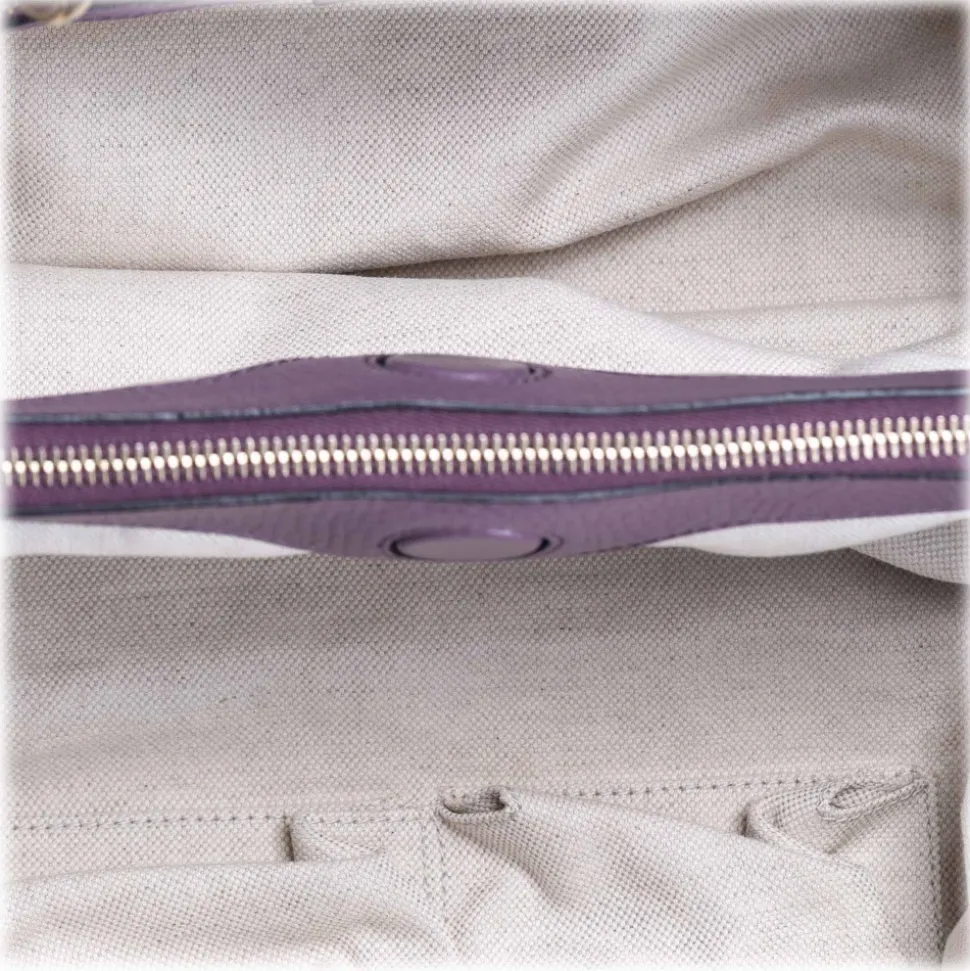 Gucci Vintage - Bamboo Leather Shopper Bag - Purple - Leather Handbag - Luxury High Quality - Avvenice