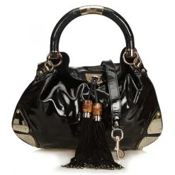 Gucci Vintage - Bamboo Patent Leather Indy Satchel Bag - Black - Leather Handbag - Luxury High Quality - Avvenice