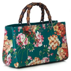 Gucci Vintage - Blooms Bamboo Shopper Bag - Green - Leather Handbag - Luxury High Quality - Avvenice