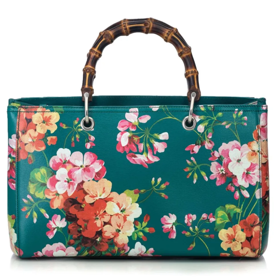 Gucci Vintage - Blooms Bamboo Shopper Bag - Green - Leather Handbag - Luxury High Quality - Avvenice
