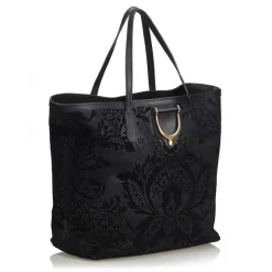 Gucci Vintage - Brocade Leather Stirrup Tote Bag - Black - Leather Handbag - Luxury High Quality - Avvenice