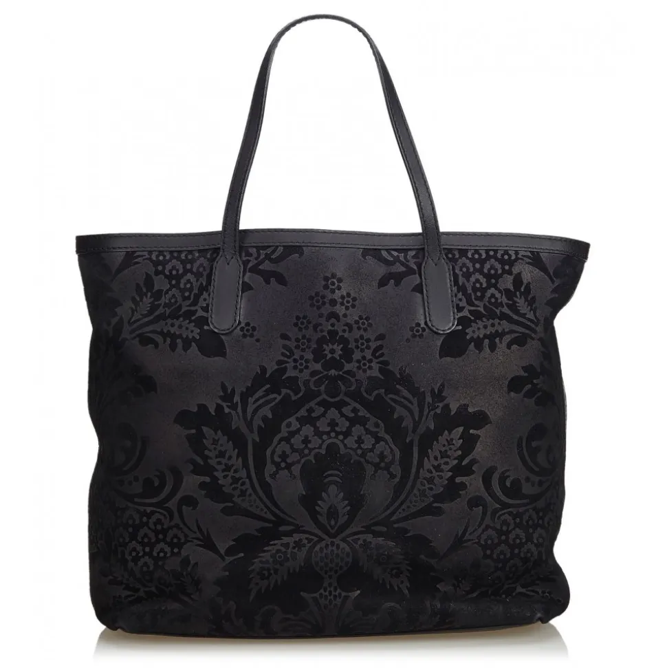 Gucci Vintage - Brocade Leather Stirrup Tote Bag - Black - Leather Handbag - Luxury High Quality - Avvenice