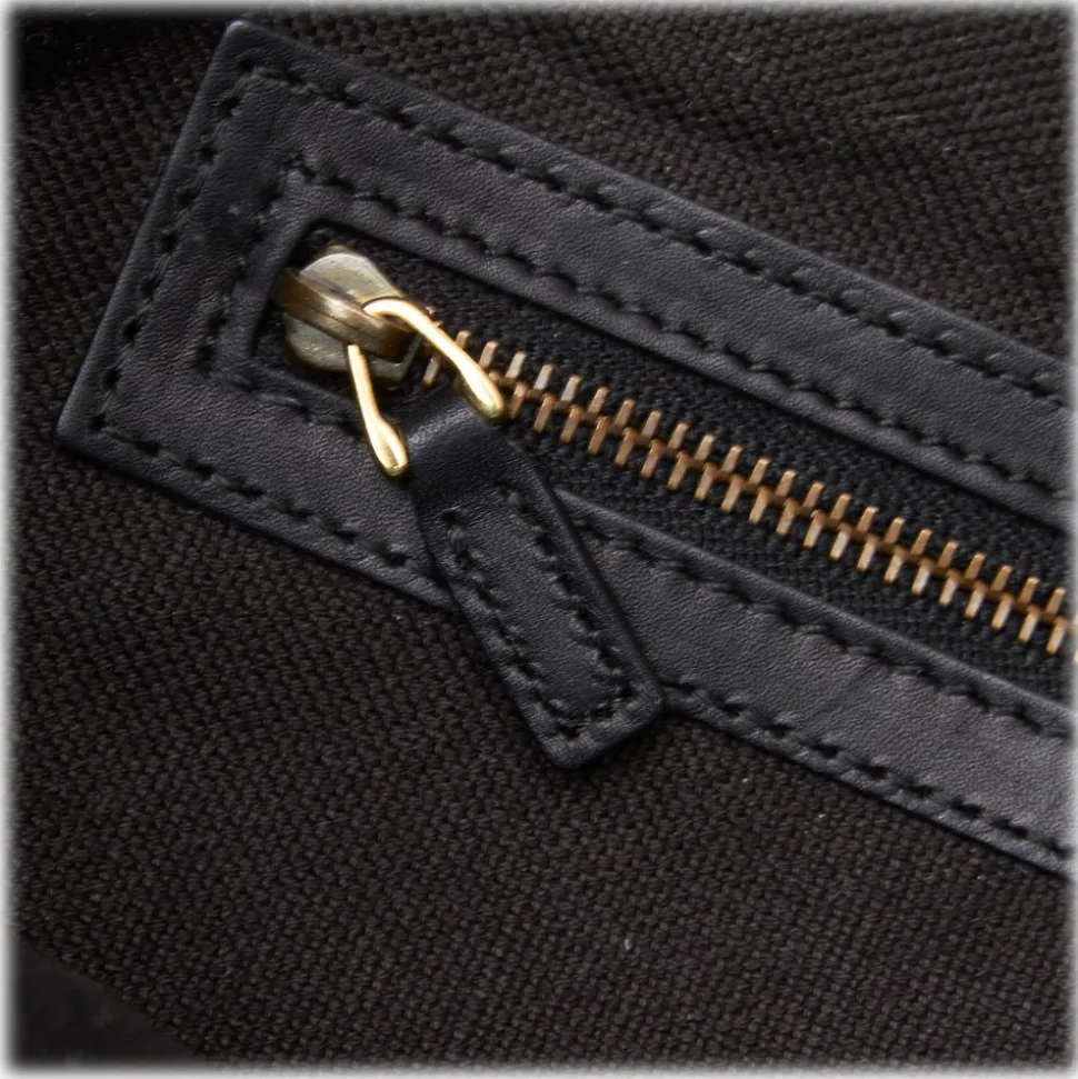 Gucci Vintage - Brocade Leather Stirrup Tote Bag - Black - Leather Handbag - Luxury High Quality - Avvenice