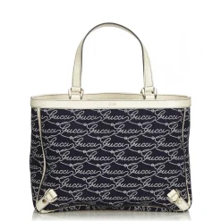 Gucci Vintage - Canvas Abbey Tote Bag - Blue - Leather Handbag - Luxury High Quality - Avvenice