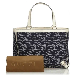 Gucci Vintage - Canvas Abbey Tote Bag - Blue - Leather Handbag - Luxury High Quality - Avvenice