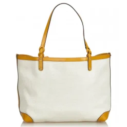 Gucci Vintage - Canvas Craft Tote Bag - White - Leather Handbag - Luxury High Quality - Avvenice