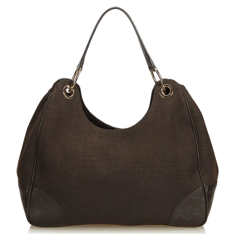 Gucci Vintage - Canvas Hobo Bag - Brown - Leather Handbag - Luxury High Quality - Avvenice
