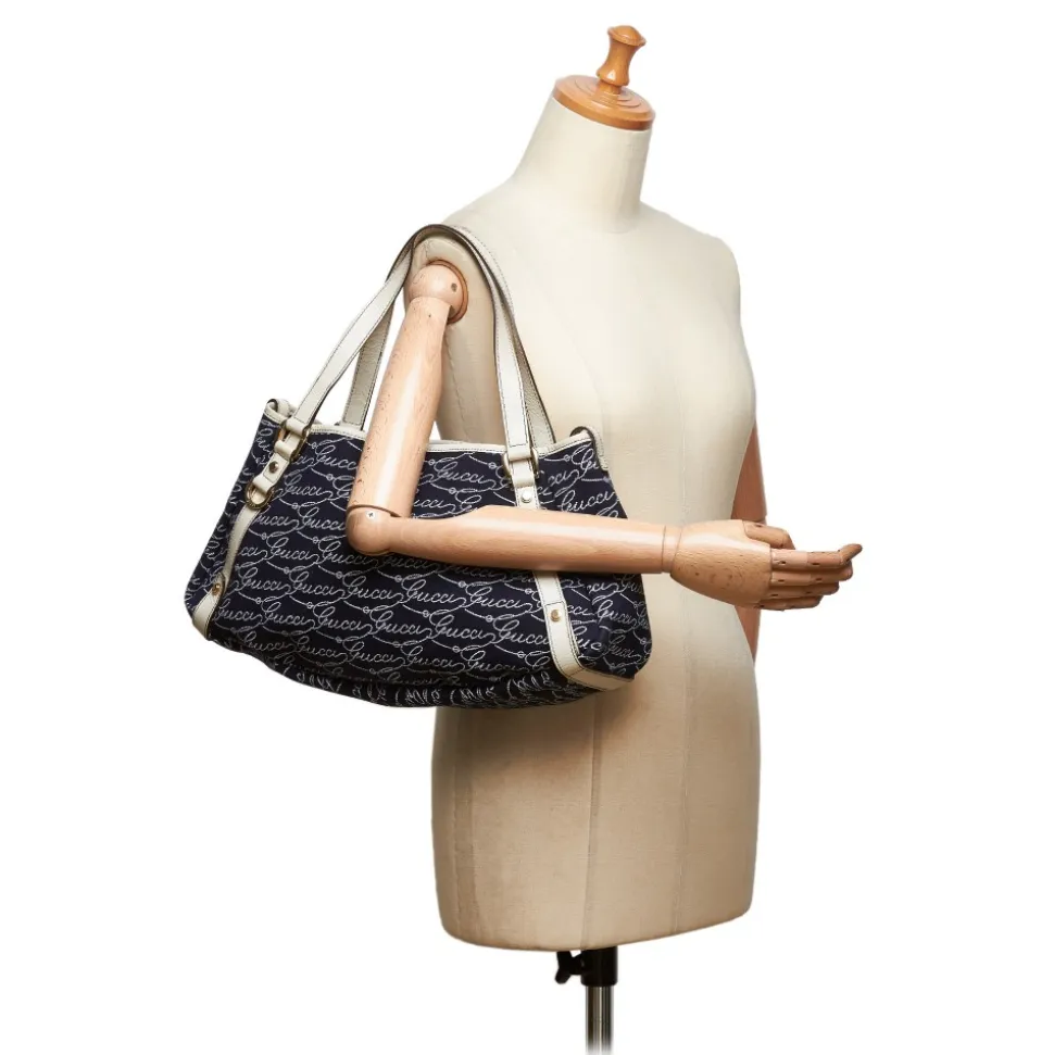 Gucci Vintage - Canvas Pelham Tote Bag - Blue - Leather Handbag - Luxury High Quality - Avvenice