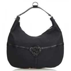 Gucci Vintage - Canvas Reins Hobo Bag - Black - Leather Handbag - Luxury High Quality - Avvenice