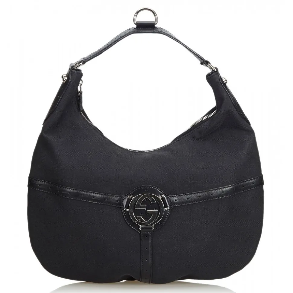 Gucci Vintage - Canvas Reins Hobo Bag - Black - Leather Handbag - Luxury High Quality - Avvenice
