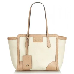 Gucci Vintage - Canvas Swing Tote Bag - Ivory Brown - Leather Handbag - Luxury High Quality - Avvenice