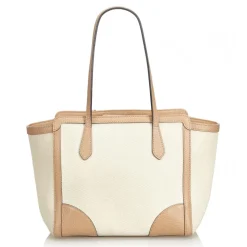 Gucci Vintage - Canvas Swing Tote Bag - Ivory Brown - Leather Handbag - Luxury High Quality - Avvenice