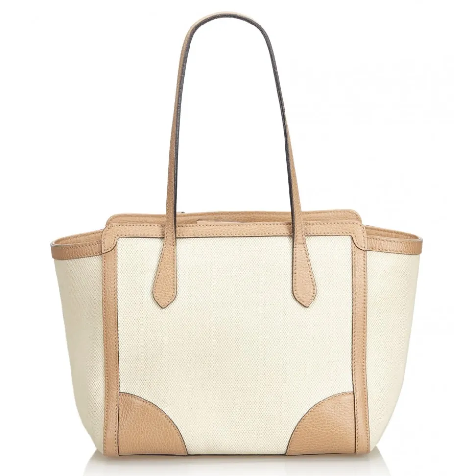 Gucci Vintage - Canvas Swing Tote Bag - Ivory Brown - Leather Handbag - Luxury High Quality - Avvenice