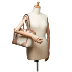 Gucci Vintage - Canvas Swing Tote Bag - Ivory Brown - Leather Handbag - Luxury High Quality - Avvenice