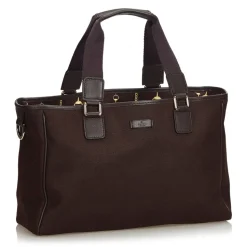 Gucci Vintage - Canvas Tote Bag - Brown - Leather Handbag - Luxury High Quality - Avvenice