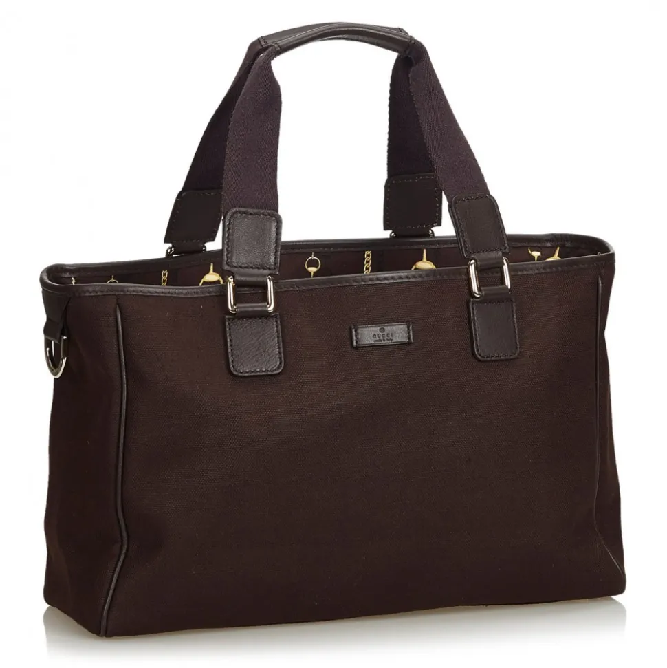Gucci Vintage - Canvas Tote Bag - Brown - Leather Handbag - Luxury High Quality - Avvenice