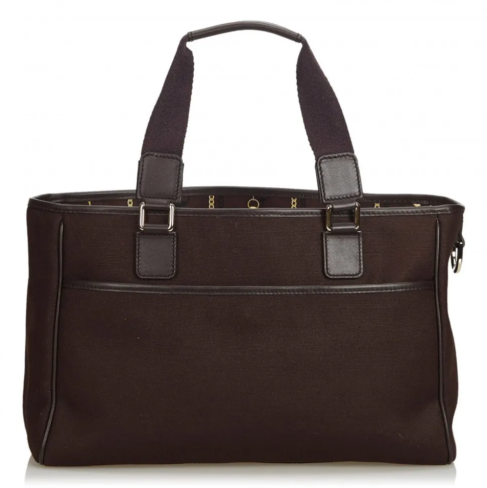 Gucci Vintage - Canvas Tote Bag - Brown - Leather Handbag - Luxury High Quality - Avvenice