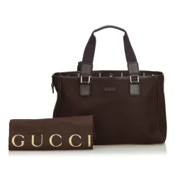 Gucci Vintage - Canvas Tote Bag - Brown - Leather Handbag - Luxury High Quality - Avvenice