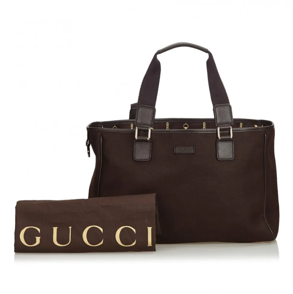 Gucci Vintage - Canvas Tote Bag - Brown - Leather Handbag - Luxury High Quality - Avvenice