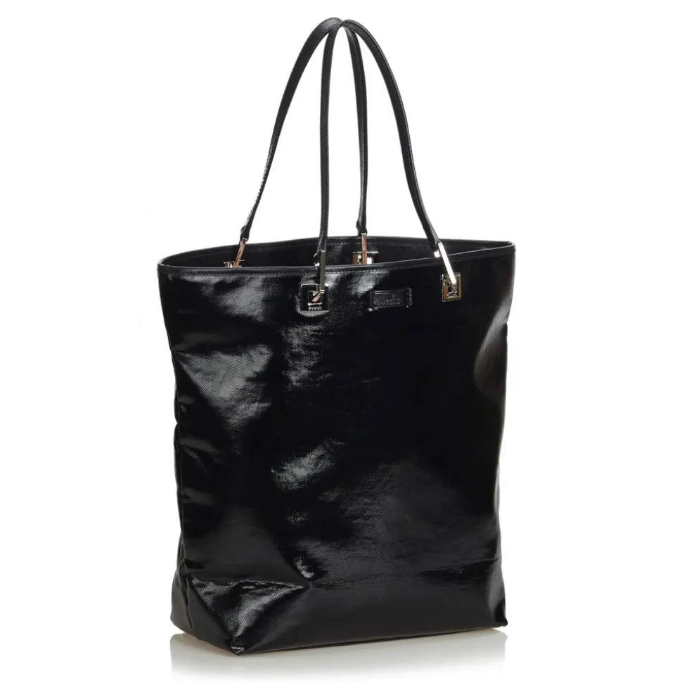 Gucci Vintage - Coated Canvas Tote Bag - Black - Leather Handbag - Luxury High Quality - Avvenice