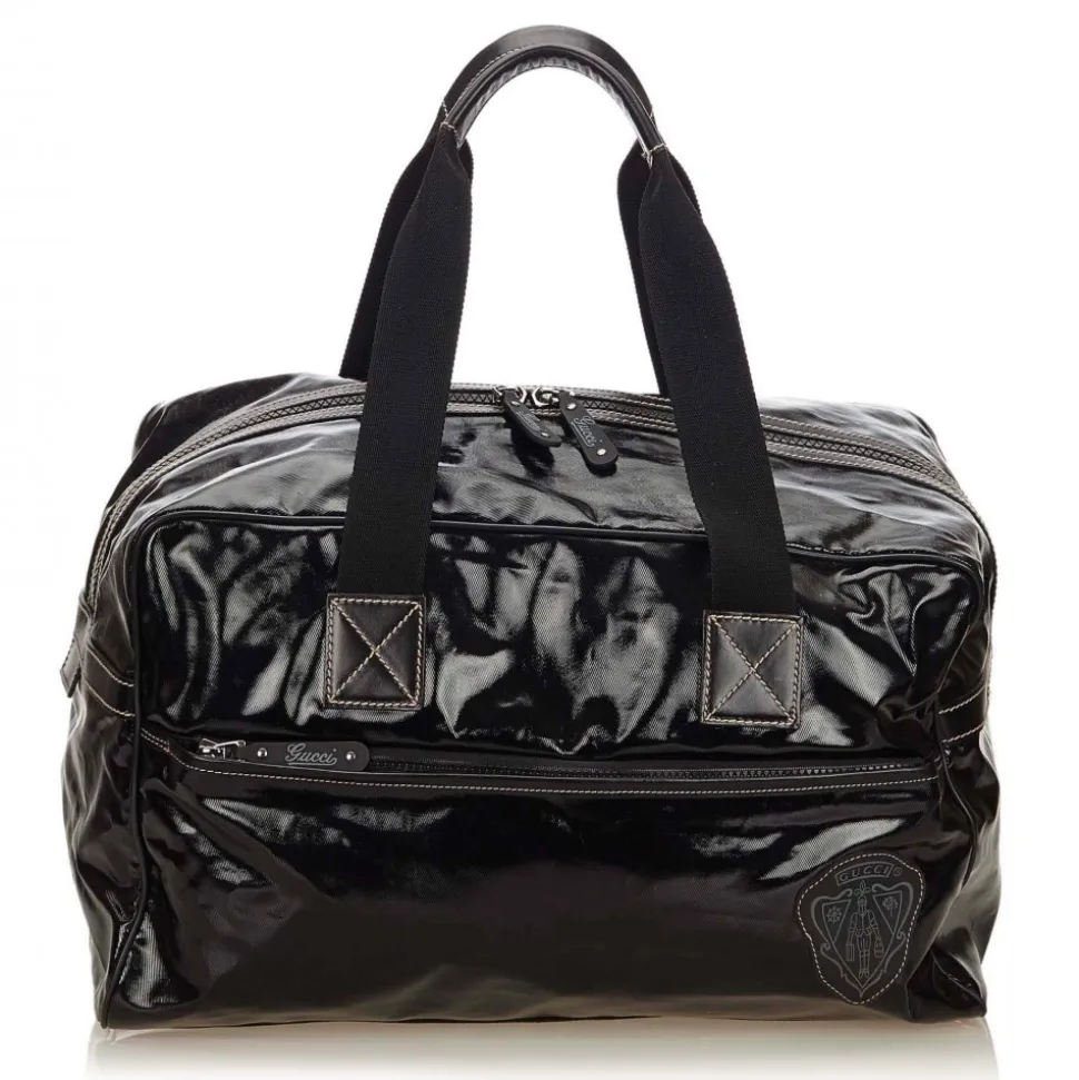 Gucci Vintage - Coated Canvas Travel Bag - Black - Leather Handbag - Luxury High Quality - Avvenice