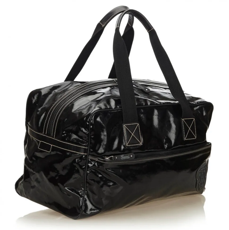 Gucci Vintage - Coated Canvas Travel Bag - Black - Leather Handbag - Luxury High Quality - Avvenice