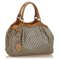 Gucci Vintage - Diamante Canvas Sukey Handbag Bag - Brown - Leather Handbag - Luxury High Quality - Avvenice