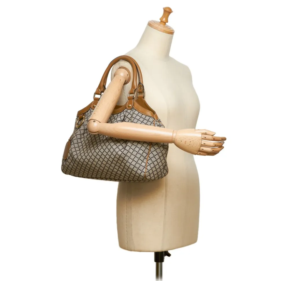 Gucci Vintage - Diamante Canvas Sukey Handbag Bag - Brown - Leather Handbag - Luxury High Quality - Avvenice